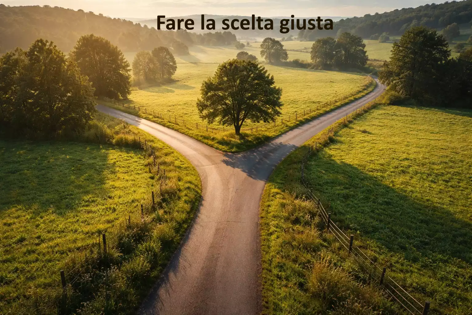 Bivio con due strade che simboleggia la scelta