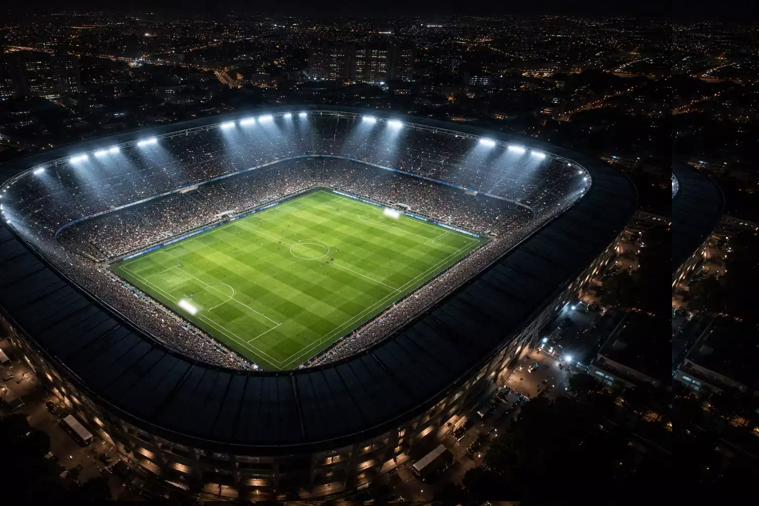 Panorama di uno stadio di calcio visto dall alto