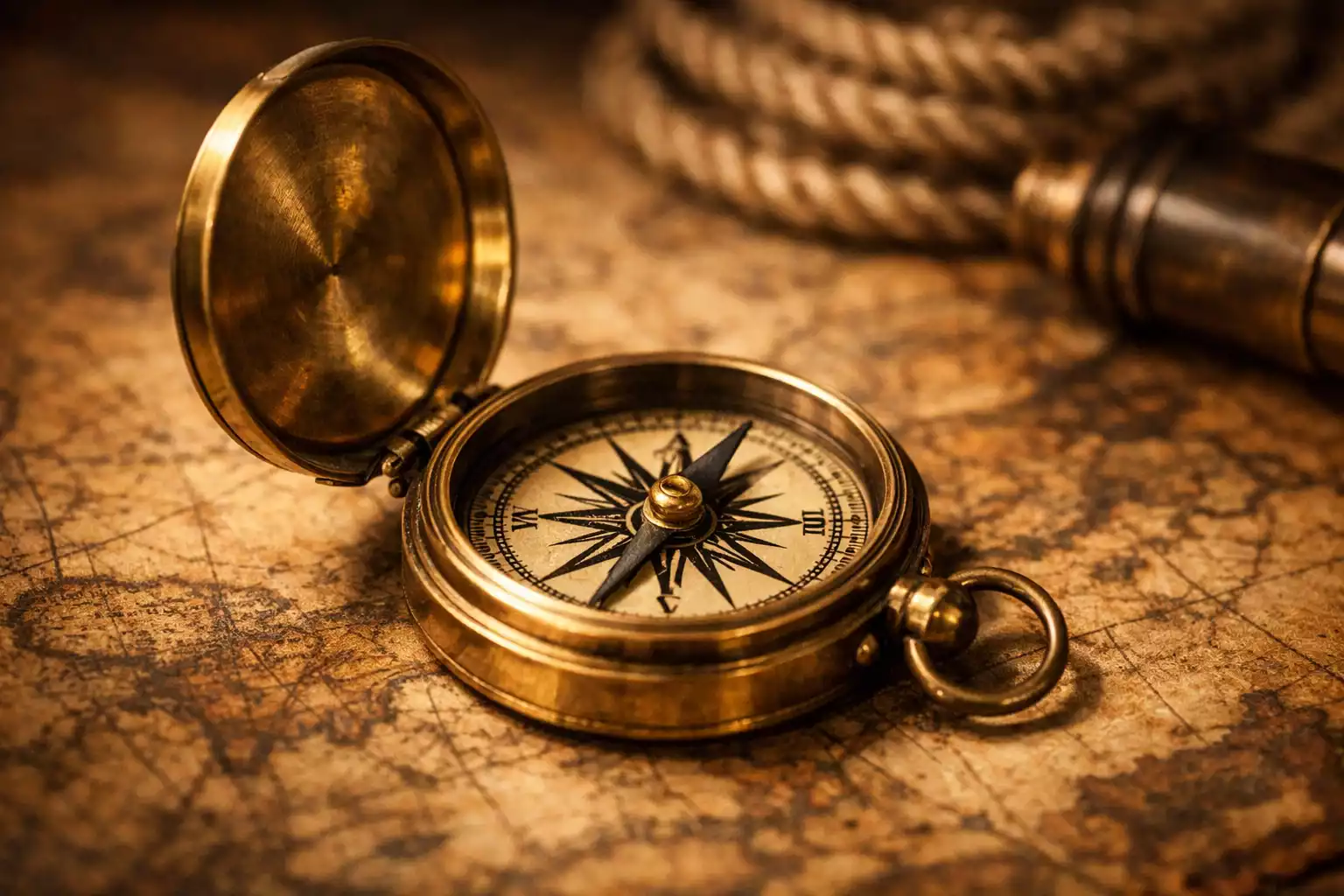 Bussola su mappa che guida la direzione