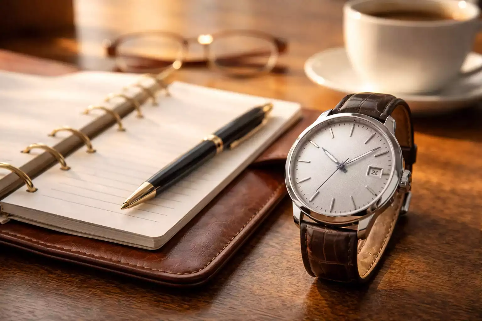 Orologio e agenda che rappresentano la pianificazione temporale